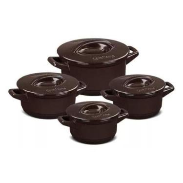 Imagem de Jogo De Panelas Em Cerâmica Duo+ Com 4 Peças Ceraflame Chocolate