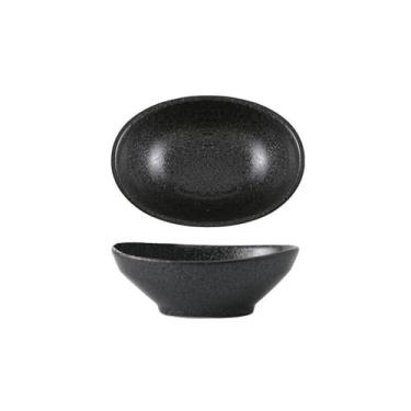 Imagem de Pratos de imersão de cerâmica simples e requintados em estilo japonês para restaurantes comerciais requintados - preto e branco.