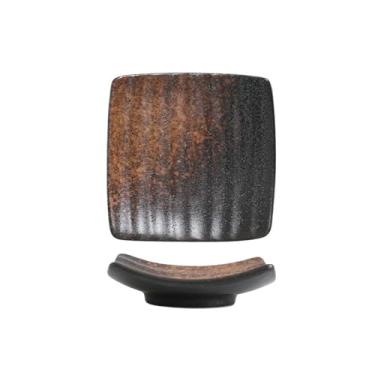 Imagem de Prato de molho de sushi requintado quadrado de cerâmica japonesa simples - amarelo jade