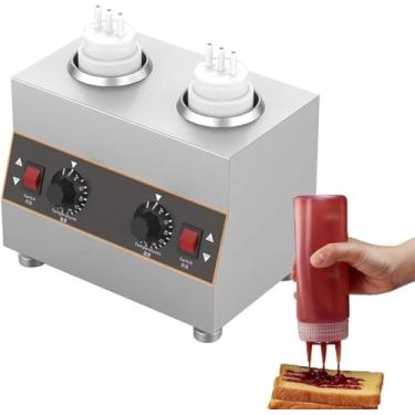 Imagem de Aquecedor De Molho Elétrico, Aquecedor De Molho De Aço Inoxidável, 86-185°f Aquecedor De Molho De Queijo Comercial, Aquecedor De Chocolate Com Garrafas De Molho, Pa, One Color, 2Buckets