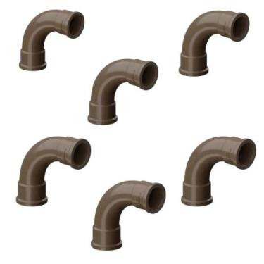 Imagem de Kit - 6 Curvas Longas PVC Marrom Soldáveis de 50mm 90º Tigre
