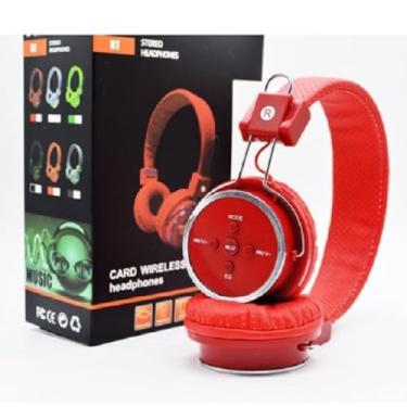 Imagem de Fone Ouvido Radio Estéreo Fm Bluetooth Mp3 Vermelho B-05