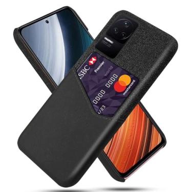 Imagem de Capa para Xiaomi Redmi K40S,Tela e tampa de couro PU,Antideslizante,360°cobertura completa à prova de choque com 1 slot de cartão atrás,Prevenção de queda-Black