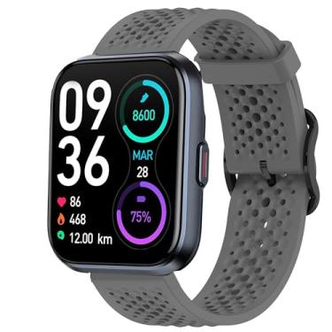 Imagem de Lamshaw Relógio inteligente ID208 Plus, IDW13, IDW16, IDW17, IDW19, IDW20, IDW21, IDW23, IDW25, IDW26, pulseira esportiva compatível com Quican, aeac, WMK ID208 Plus 1,8 polegadas (cinza)