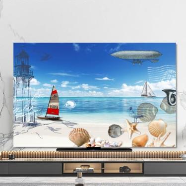 Imagem de Capa protetora contra poeira para TV interna universal de 32 a 80 polegadas protetor de tela de televisão moderna para tela de cristal líquido LCD/LED capa protetora para sala de estar quarto