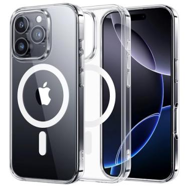 Imagem de NIMASO Capa para iPhone 16 Pro Max, compatível com MagSafe, à prova de choque, capa de proteção de nível militar, fina, antiamarelamento e antiarranhões para iPhone 16 Pro Max, 17,5 cm, transparente