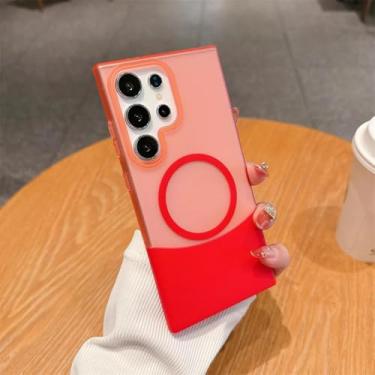 Imagem de Capa protetora para PC com carregamento sem fio removível e transparente 2 em 1 (para Samsung S25Plus/vermelho)