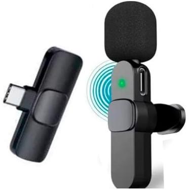 Imagem de Microfone de Lapela sem Fio Tipo C, Compacto com Indicador LED, para Vlog, 6 cm