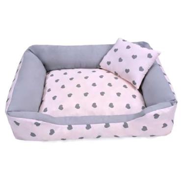 Imagem de Cama pet shop grande (G) caminha para cachorro gato fundo impermeável lavavel com zíper(CORAÇÃO CINZA (G))