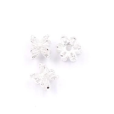 Imagem de Malahill Contas espaçadoras de latão de excelente qualidade para fabricação de joias 50 peças 8 x 6 mm prata