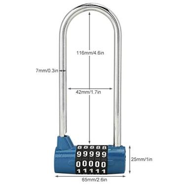 Imagem de Tomvorks Combinação de 5 Diários U Bloqueio de Código de Senha de Forma de Forma, Liga de Zinco de, Fácil de Lembrar e Redefinir, Perfeito para Armários, Maçanetas, Academia, Bicicleta, (Azul)