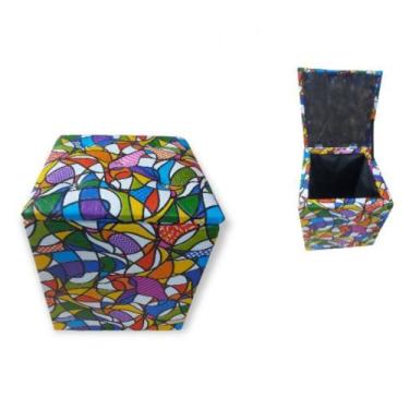 Imagem de Puff BAÚ Banqueta Cubo material sintético Quadrado Decorativo - Pratik