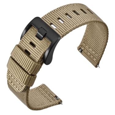 Imagem de ANNEFIT Pulseiras de relógio masculinas de liberação rápida de 26 mm, de nylon balístico militar, fivela preta escovada de aço inoxidável resistente (cáqui)