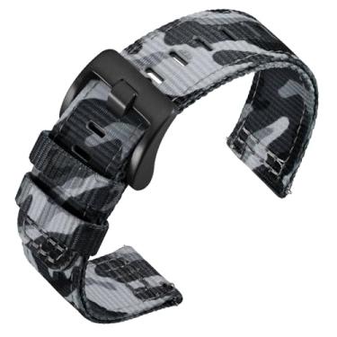 Imagem de ANNEFIT Pulseiras de relógio masculinas de liberação rápida, de nylon balístico militar, fivela preta escovada de aço inoxidável resistente (cinza camuflado)