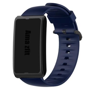 Imagem de Lamshaw Compatível com pulseiras Amazfit Helio, pulseira macia de substituição de silicone de liberação rápida com fivela de aço inoxidável compatível com Amazfit Helio Fitness Tracker pulseira (azul)