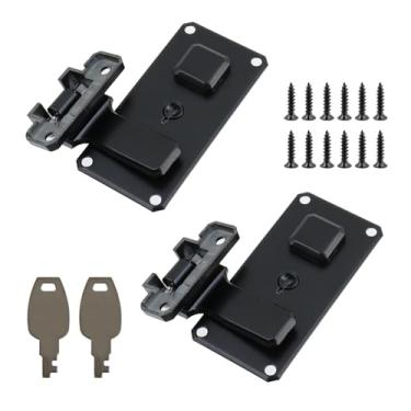 Imagem de T Tulead 2 peças de trava de ferrolho de trava, trava de cadeado com chave, fivela de trava para bagagem, armário (preto)