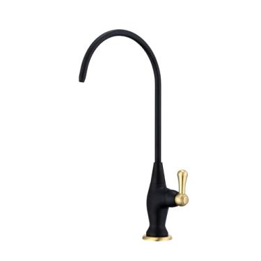 Imagem de BZOOSIU Torneira de água potável, torneira de filtro de água de cozinha 100% sem chumbo, latão RO cozinha bar lavanderia e utilidade torneiras de pia de quarto, preto e dourado