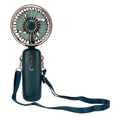 Imagem de Pssopp Mini Ventilador de Refrigerador de Mesa Portátil, Ventilador de Mão Em Espiral 4 Folhas Com 3 Velocidades de Ajustáveis, Cordão Destacável 4800mAh Bateria para Externo Interno (GREEN)