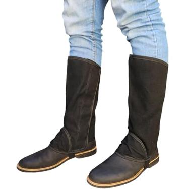 Imagem de Perneira De Lona trabalho Segurança Montaria Resistente Polaina Impermeável (Preto)