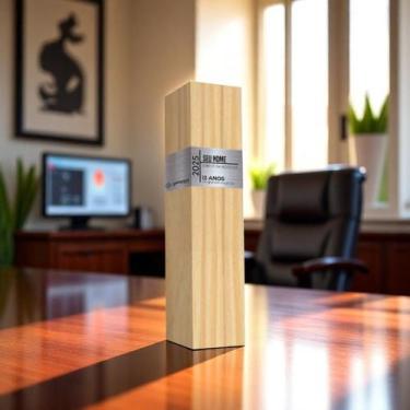 Imagem de Troféu Torre de madeira com placa de metal 02 - 4 Dimension, 5 unidade