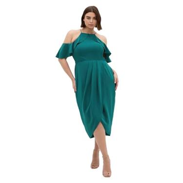 Imagem de City Chic Vestido feminino plus size - Love Siren Ruffle Shoulder, Botânico, 46