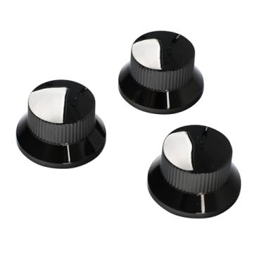 Imagem de OVSAL 3 Peças De Botões Metal Para Guitarra, Controle Elétrico Volume E Tom, Reposição Fender Strat Telecaster Jazz Gibson (Preto)