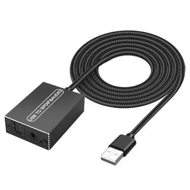 Imagem de XMSJSIY Adaptador De Áudio Usb Para Spdif Óptico Toslink E Conector 3,5 Mm Tv, Ps5, Ps4, Pc, Laptop, Smartphone, Caixa Som, Amplificador - 1,2 M/3,9 Pés, 1 Peça