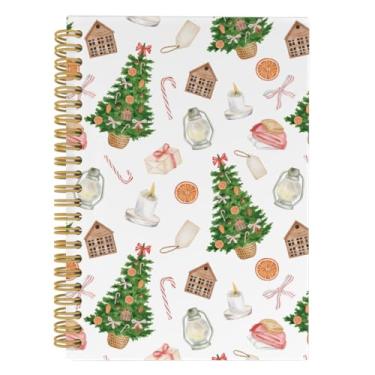 Imagem de ANIANG Caderno espiral com estampas de Natal, diário de Natal, árvore de Natal 14 x 21 cm, 164 páginas, pautado na faculdade, caderno de Natal para material escolar de escritório, presentes de Natal