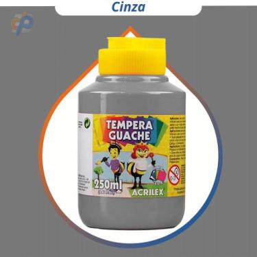 Imagem de Tinta Guache Acrilex 250 ml - Cores, Tinta Guache Cinza