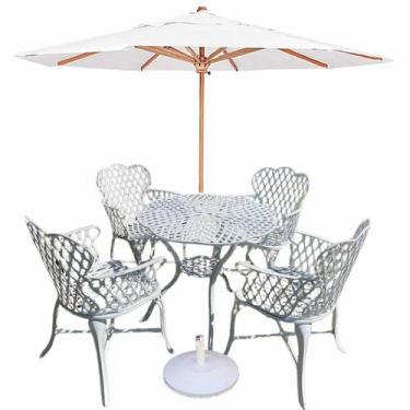 Imagem de Conjunto de Jardim e Piscina Viena Bambu 4 Cadeiras Alumínio Fundido +