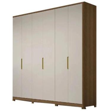 Imagem de Guarda Roupa Terrassa Casal 6 Portas 5 Gavetas Rimo Cor Jequitibá Palh