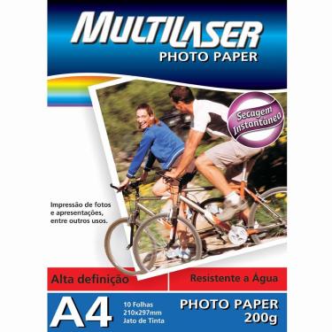 Imagem de Papel Fotográfico Multilaser PE011 A4 200g  c/ 10 Folhas - Branco