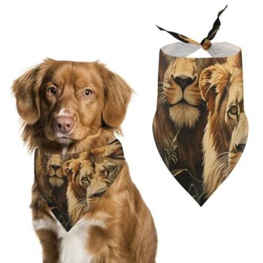 Imagem de Cachecol triângulo de poliéster estampado Two Lions – Tamanho único (70 x 30 cm)