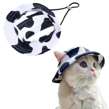 Imagem de Chapéu de sol para cães, 1 peça, chapéu balde de princesa ajustável com orifícios para orelhas, aba redonda para cães, chapéu de pescador para filhotes, cães pequenos, gatos, esportes ao ar livre