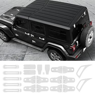 Imagem de CheroCar 22 peças acessórios exteriores tampa do capô do motor tampa da dobradiça da porta lateral ar condicionado tampa da maçaneta da porta para Jeep Wrangler JL JLU Sports Sahara Freedom Run 2018