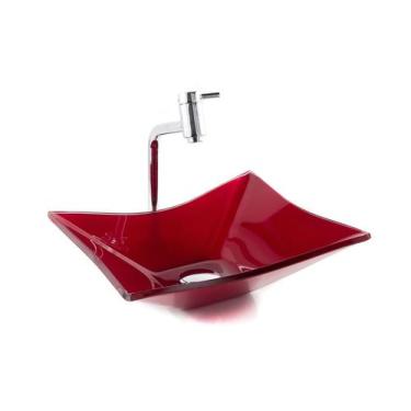 Imagem de Kit Banheiro Cuba Vidro Retangular + Torneira Link + Válvula - Lopazzi