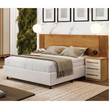 Imagem de Cabeceira Extensiva Casal Queen Ripada Valência Benetil Móveis - Cinamomo/Off