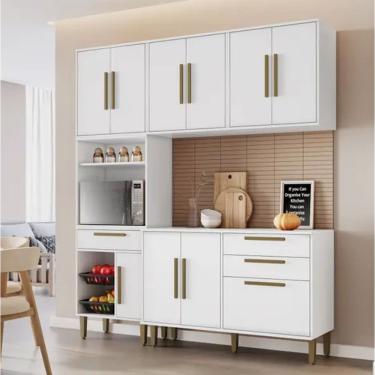 Imagem de Cozinha Completa 10 Portas 2 Gavetas Com Fruteira Lorena Kaiki Móveis - Branco