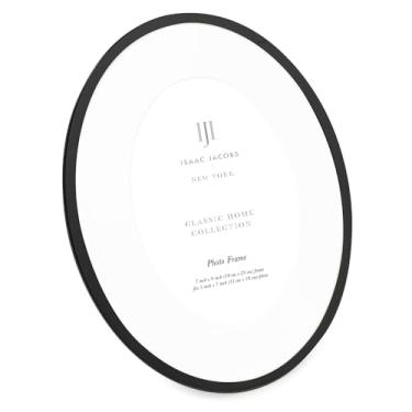Imagem de Isaac Jacobs Moldura de metal oval preta, 17 x 23 cm (fosco, 10 x 15 cm), moldura clássica feita para mesa e exibição suspensa, galeria de fotos e arte de parede (17 x 23 cm (fosco 10 x 15 cm), preto)