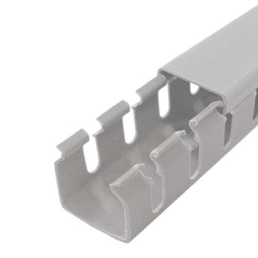 Imagem de Canaleta Aberta Painel Elétrico Cabos Fio Cinza 20X20X2000Mm