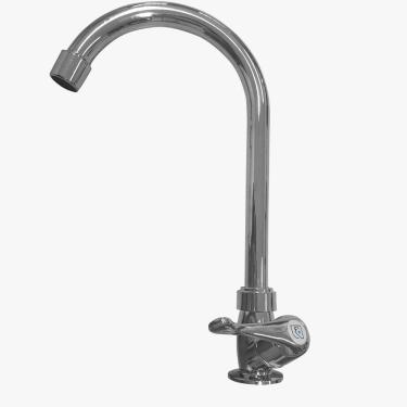 Imagem de Torneira Bancada Cozinha Cromada Bica Móvel Alta 1/4 Dvolta