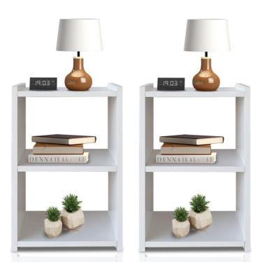 Imagem de Kit 2 Mesas De Cabeceira Nicho 30 Cm Mdf Branco Mp