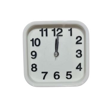 Imagem de Relógio De Mesa Quadrado Despertador Alarme Analógico Minimalista Decorativo Cabeceira Cama Criado Mudo Carro A Pilha