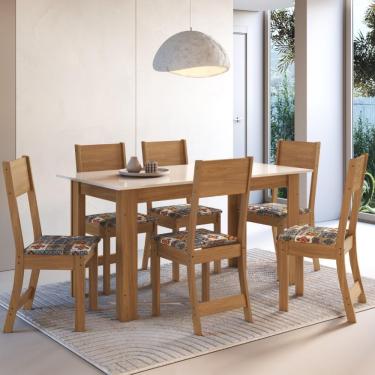 Imagem de Conjunto Sala De Jantar Fidelitá Veneza Com 6 Cadeiras Freijó/off-white Assento Alaska