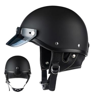 Imagem de Capacete De Rosto Aberto Para Moto Retro Capacete De Meia Motocicleta Para Homens E Mulheres Certificado Ece Unissex Para Scooter De Bicicleta, E, S=53-54CM