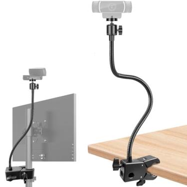 Imagem de Khazylorr Suporte para webcam, braço pescoço de ganso com suporte de telefone, suporte de câmera web, clipe de mesa para webcams Logitech C922 C930e C920S C920 C615 C960 C920x BRIO 4K NexiGo N60 e