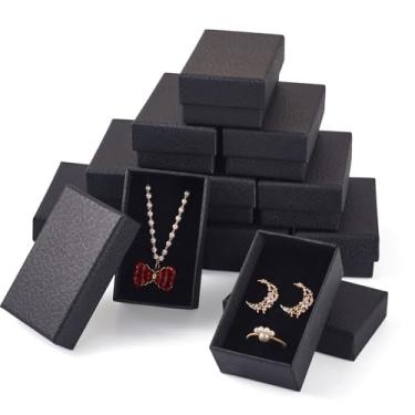 Imagem de Craftdady 12 caixas de presente de joias pretas pequenas caixas de brincos de 8 x 5 x 3,3 cm, caixa de armazenamento, papelão, caixa de joias para exibição de colar de joias
