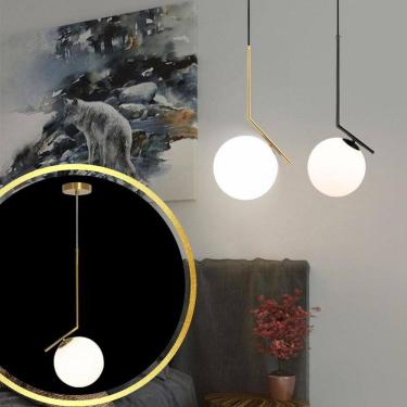 Imagem de Luminária Pendente Jabuticaba 45Cm Angular Globo Vidro 15Cm