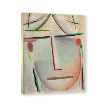 Imagem de NHLDZYH Moldura champanhe. Alexej von Jawlensky, impressão clássica, (cabeça abstrata 9), decoração de parede para cozinha, quarto. 60x80cm