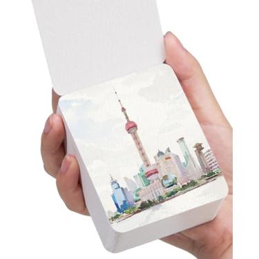 Imagem de LIGHTWISH Mini caderno de desenho em aquarela, 60 folhas 6,5 x 8,4 cm, 100% algodão, prensado a frio, 300 g/m² / 63,5 kg, mini livro de aquarela pequeno para viagem, caderno de pintura quadrada